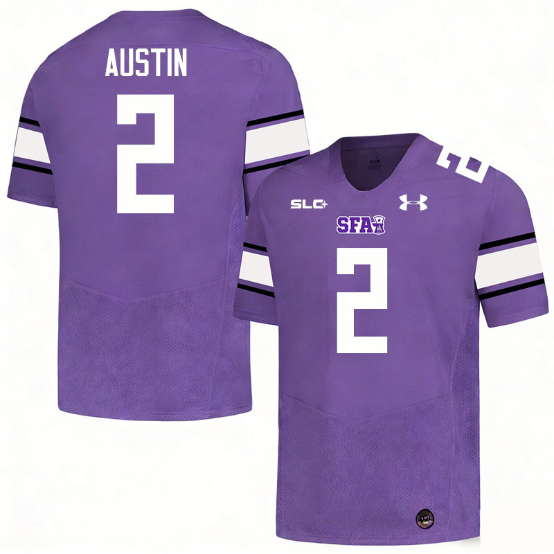 Stephen F. Austin Lumberjacks #2 Aaron Austin College Football Jerseys,Uniforms-Purple